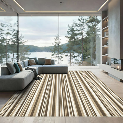 Subtle Vertical Stripe Earth Tones Rug