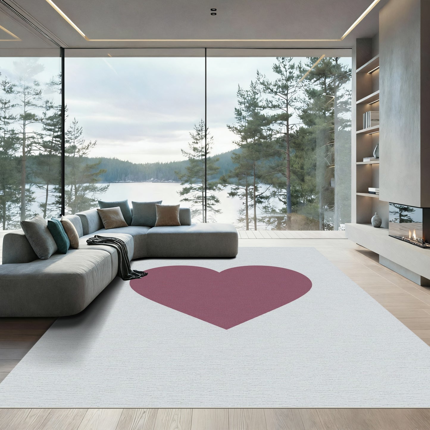 Plum Heart Minimalist Contemporary Rug