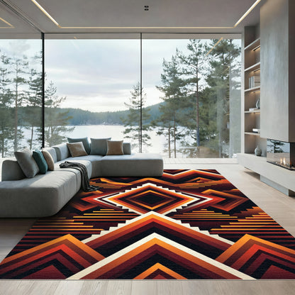 Warm Tones Geometric Chevron Rug