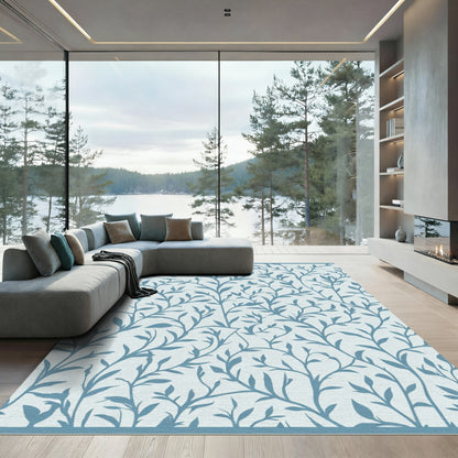 Light Blue Leafy Vine Over Pastel Rug