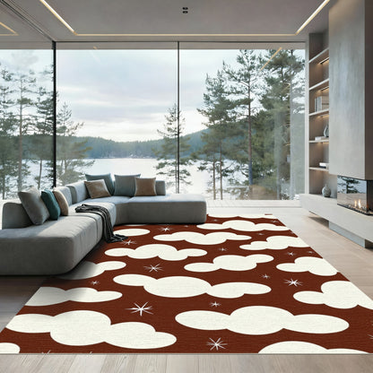 Crimson Sky Clouds Starburst Rug