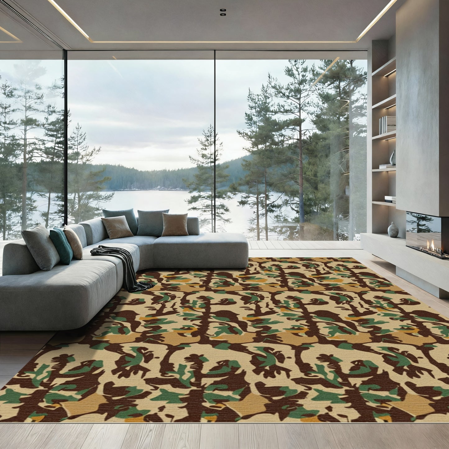 Camouflage Military Earth Tones Rug