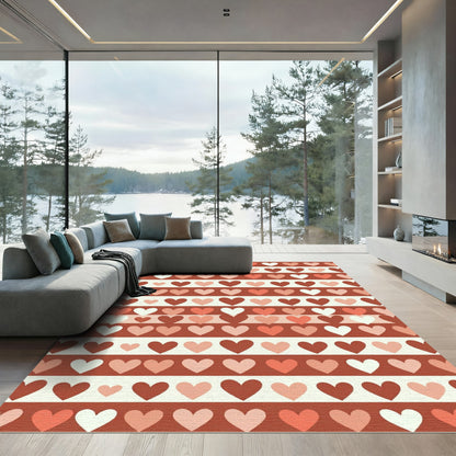 Tonal Hearts Stripe Collection Rug