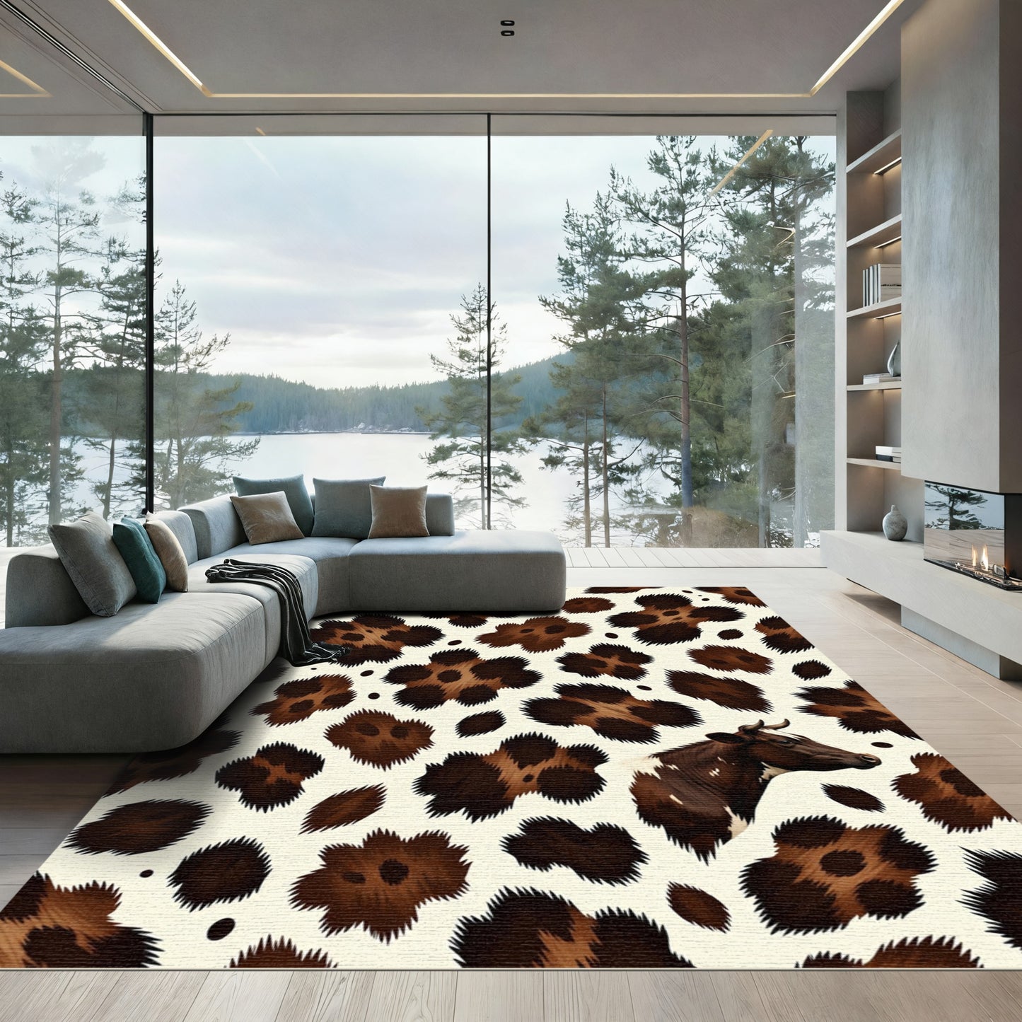 Brown Cow Spot Leopard Animal Texture Rug