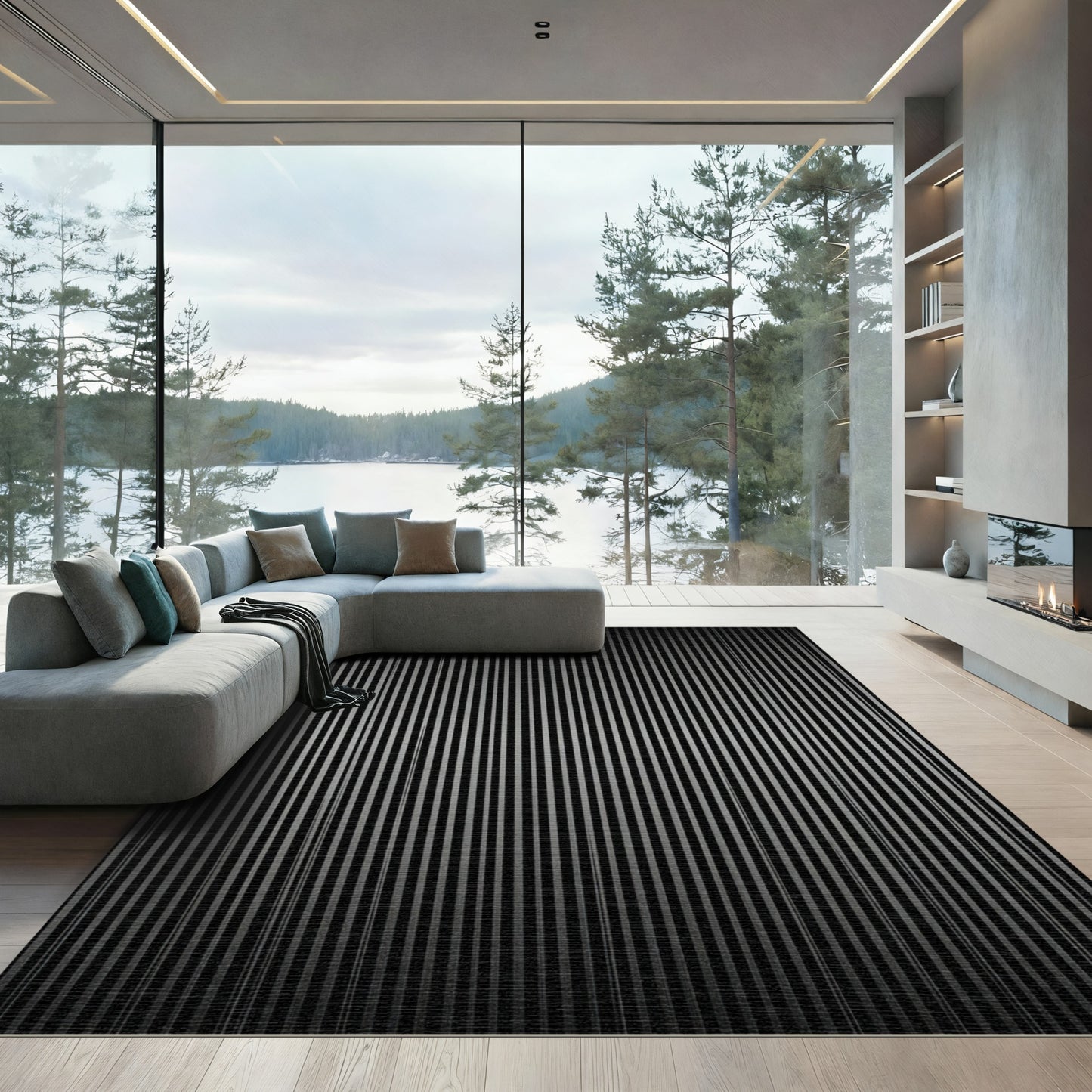 Monochromatic Narrow Vertical Stripe Rug