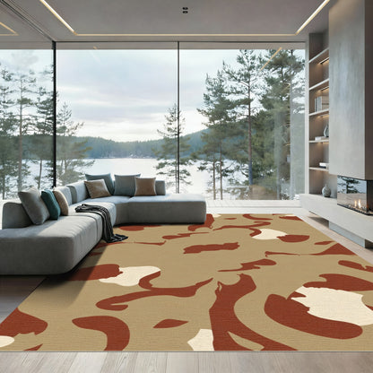Brown Beige Abstract Camouflage Blend Rug