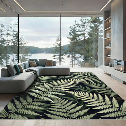 Light Green Fern Frond Overlap Rug