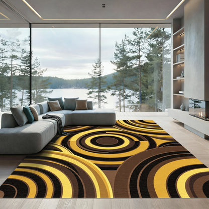 Retro Ochre Circular Overlap Rug