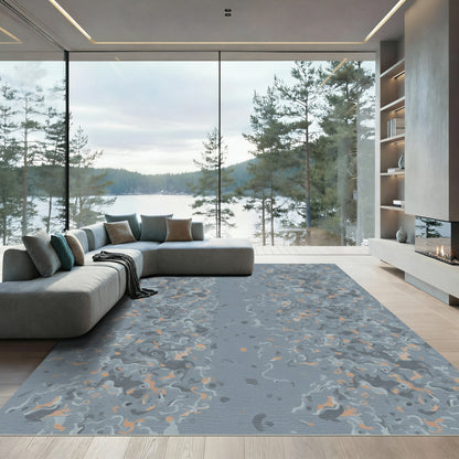 Abstract Coral Gray Organic Flow Rug