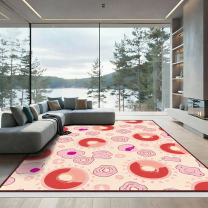 Whimsical Pink Red Cells Pattern Rug