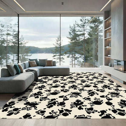 Ivory Black Organic Botanical Vine Rug
