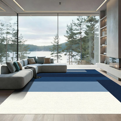 Striped Midnight Blue Geometric Rug