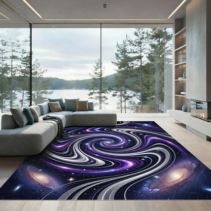 Cosmic Purple Swirling Interstellar Galaxy Rug