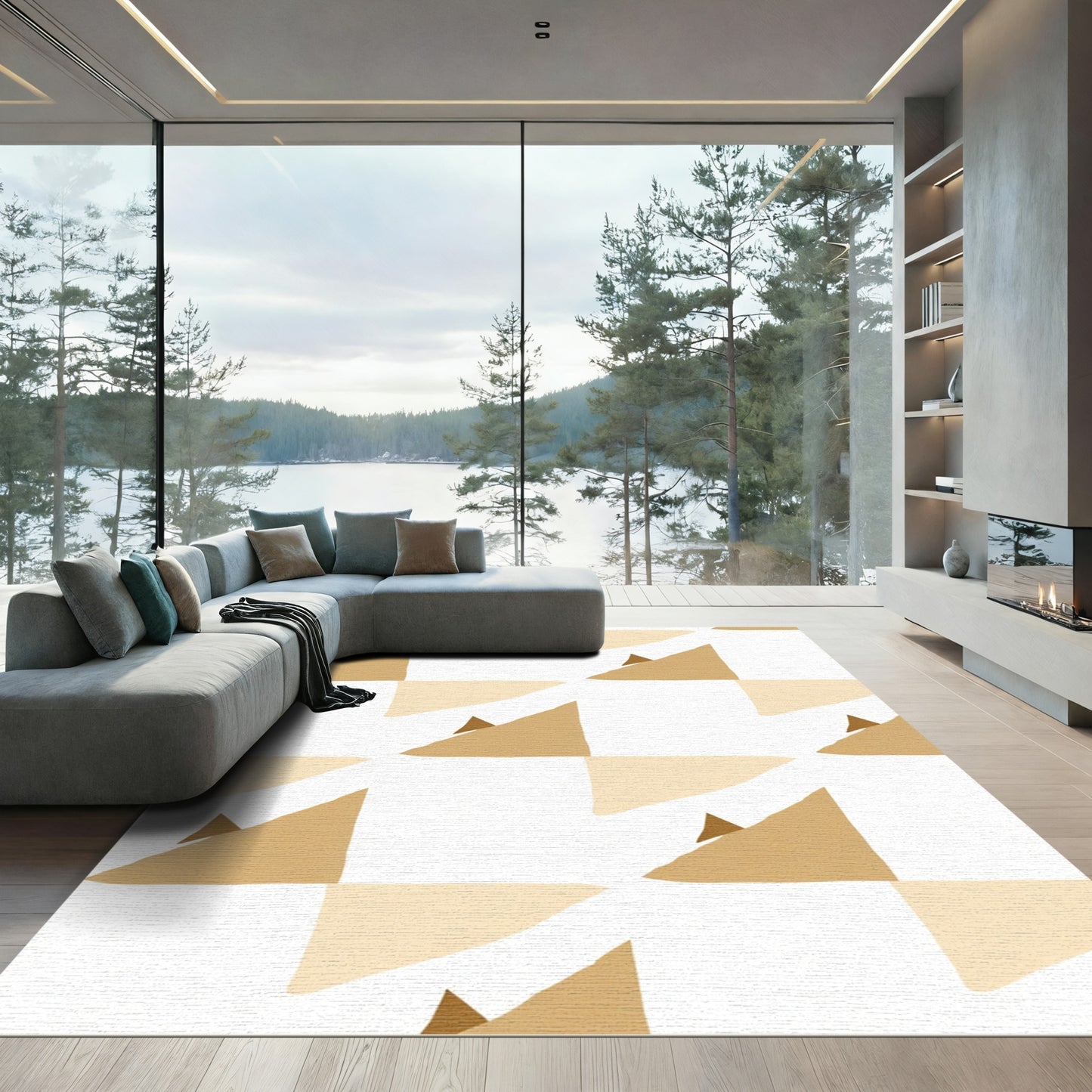 Earthy Toned Geometric Mountain Peaks Rug