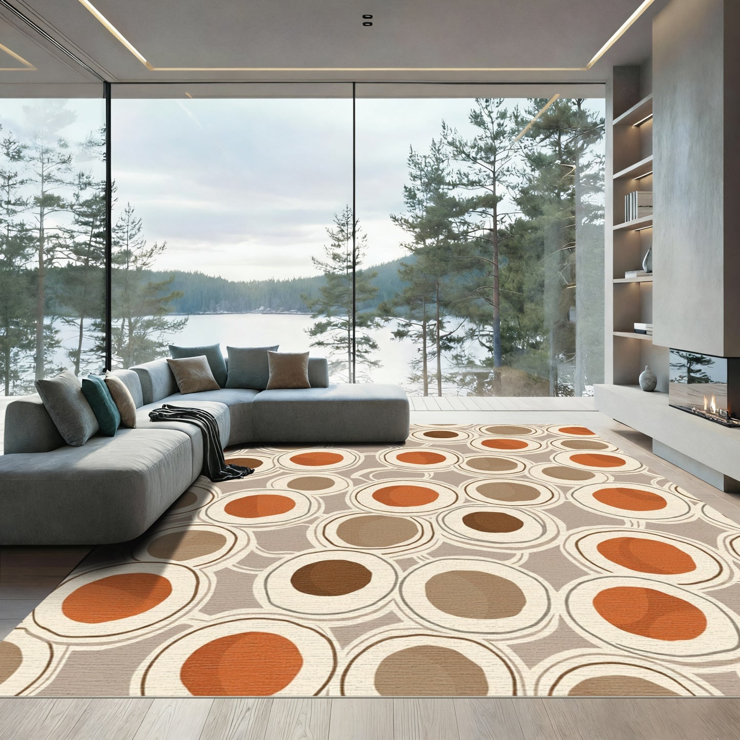 Earthy Circles Organic Composition Rug