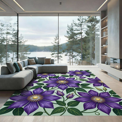 Vibrant Purple Floral Garden Vine Rug