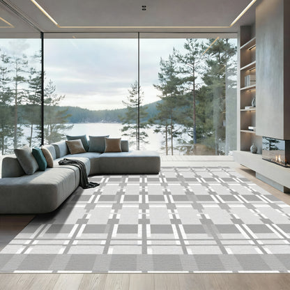 Monochromatic Subtle Plaid Squares Rug