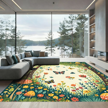 Whimsical Woodland Butterfly Garden Rug