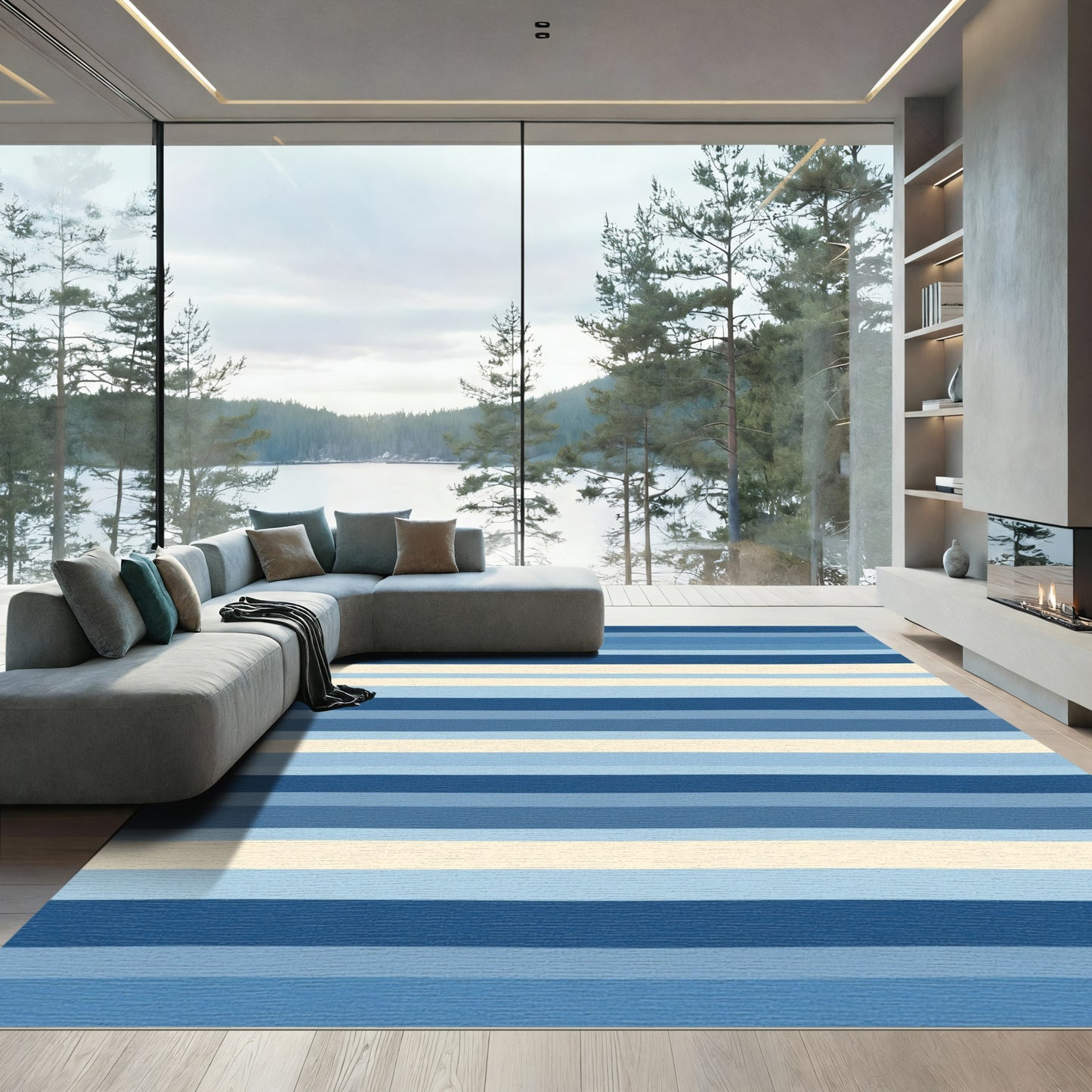 Aqua Marine Gradient Stripe Rug