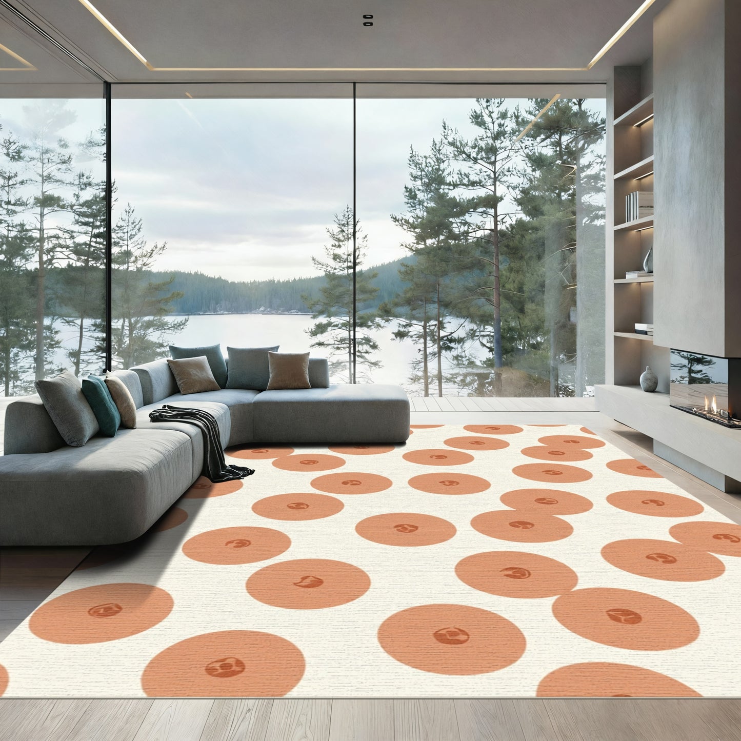 Terracotta Circle Cluster Rug