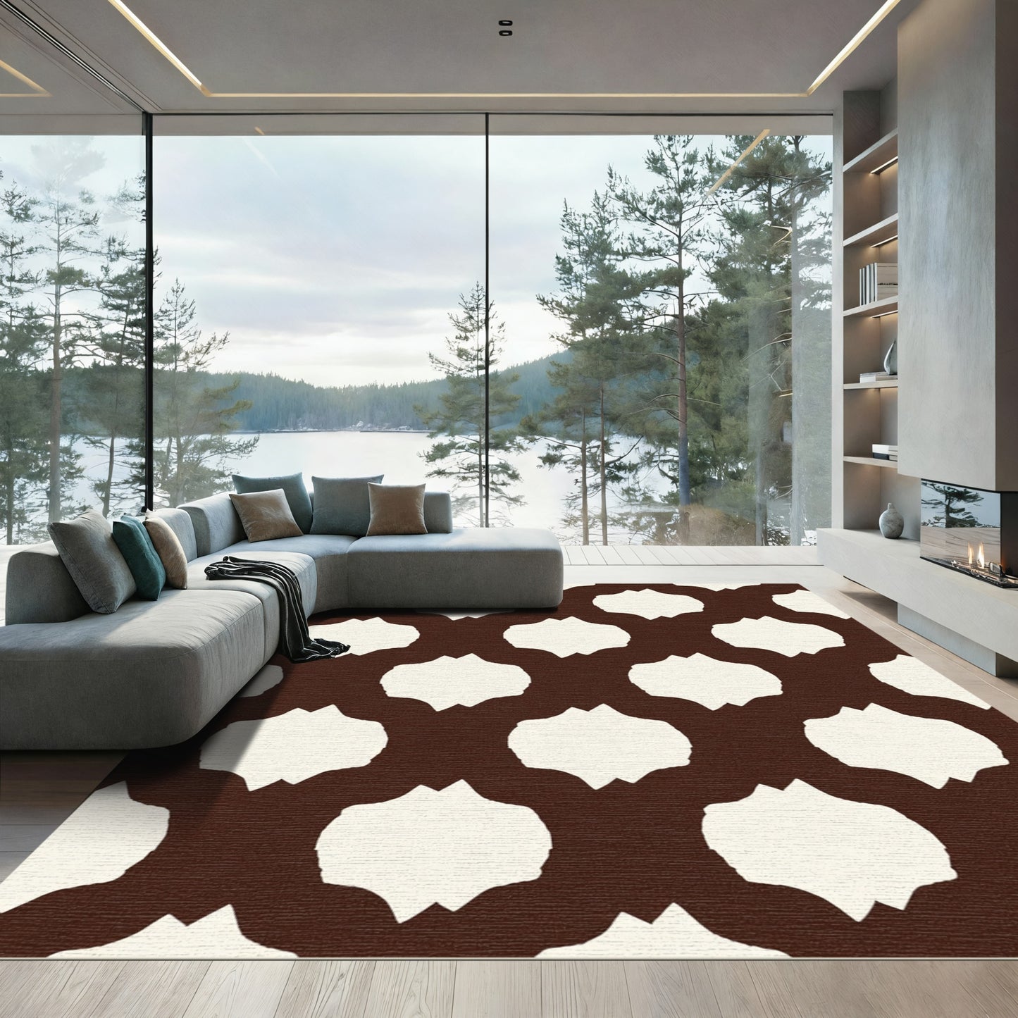 Chic Brown Quatrefoil Repeating Pattern Rug