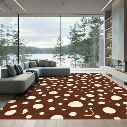 Brown Cream Speckled Organic Circles Rug