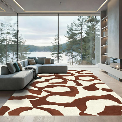 Brown Cream Abstract Animal Spot Rug