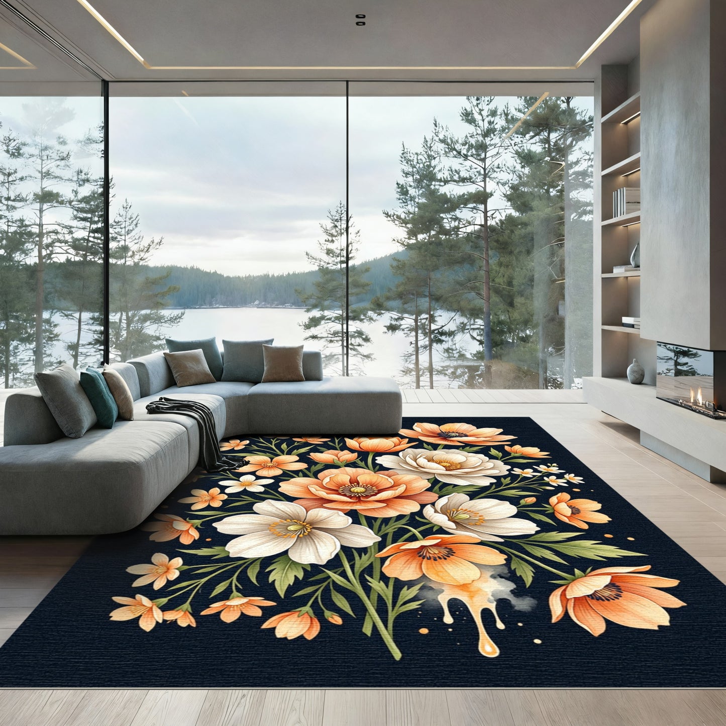 Peach Blossom Garden Arrangement Rug
