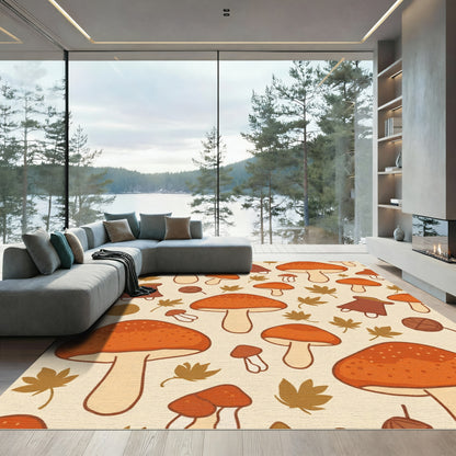 Whimsical Autumn Mushroom Forest Rug