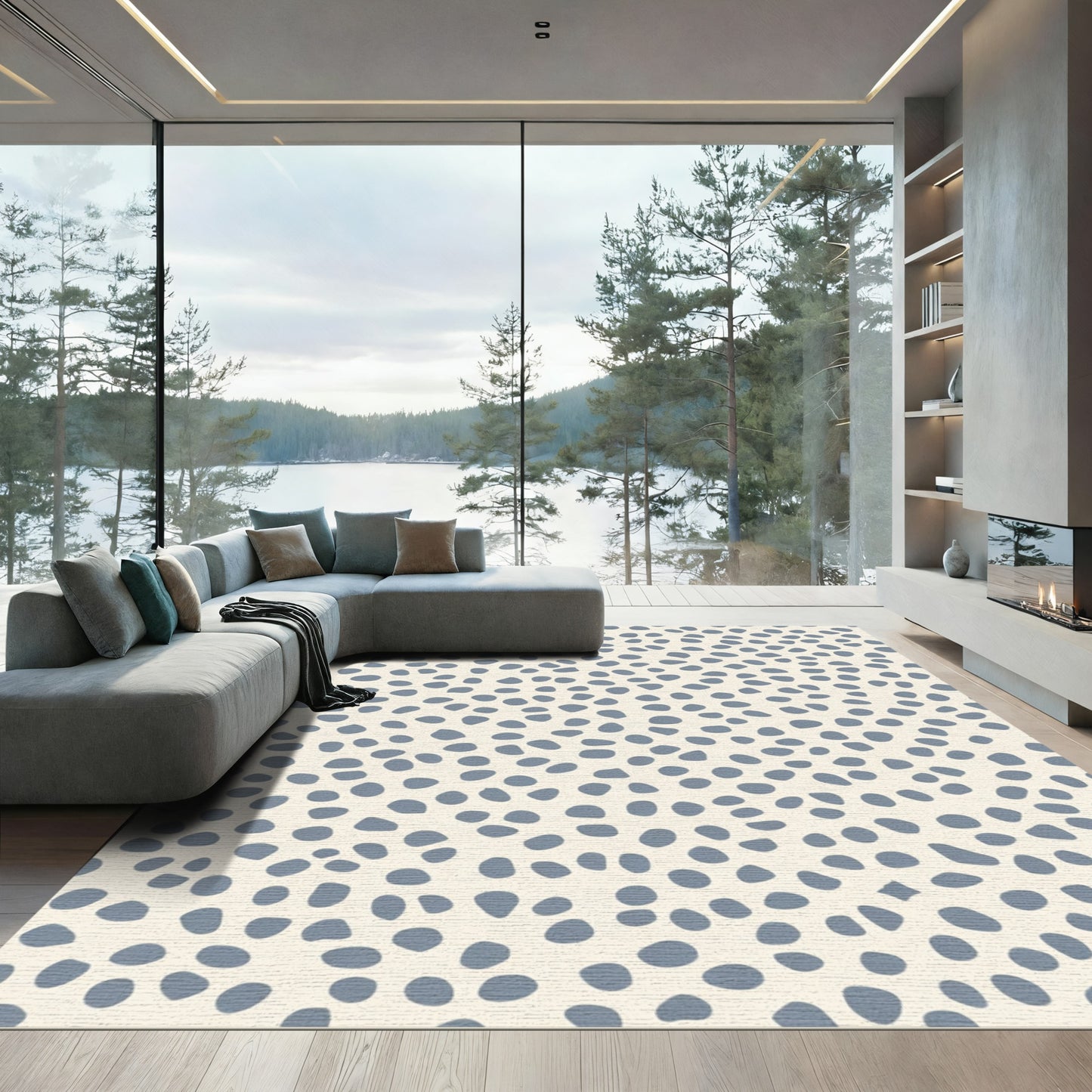 Soft Gray Speckle Scatter Rug
