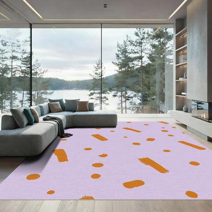 Orange Brushstroke Dots Abstract Rug