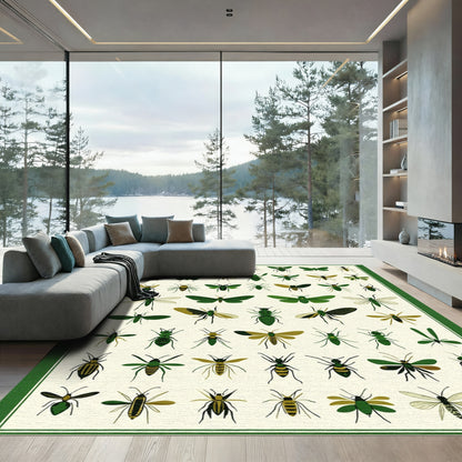 Green Insect Collection Collage Rug