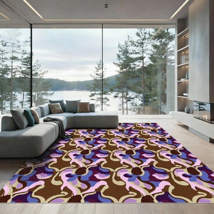 Brown Purple Pink Abstract Organic Weave Rug