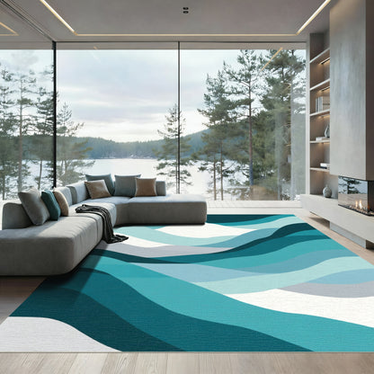 Oceanic Blue Wave Layers Rugs Rug