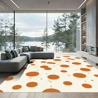 Cream Orange Polka Dot Scatter Rug