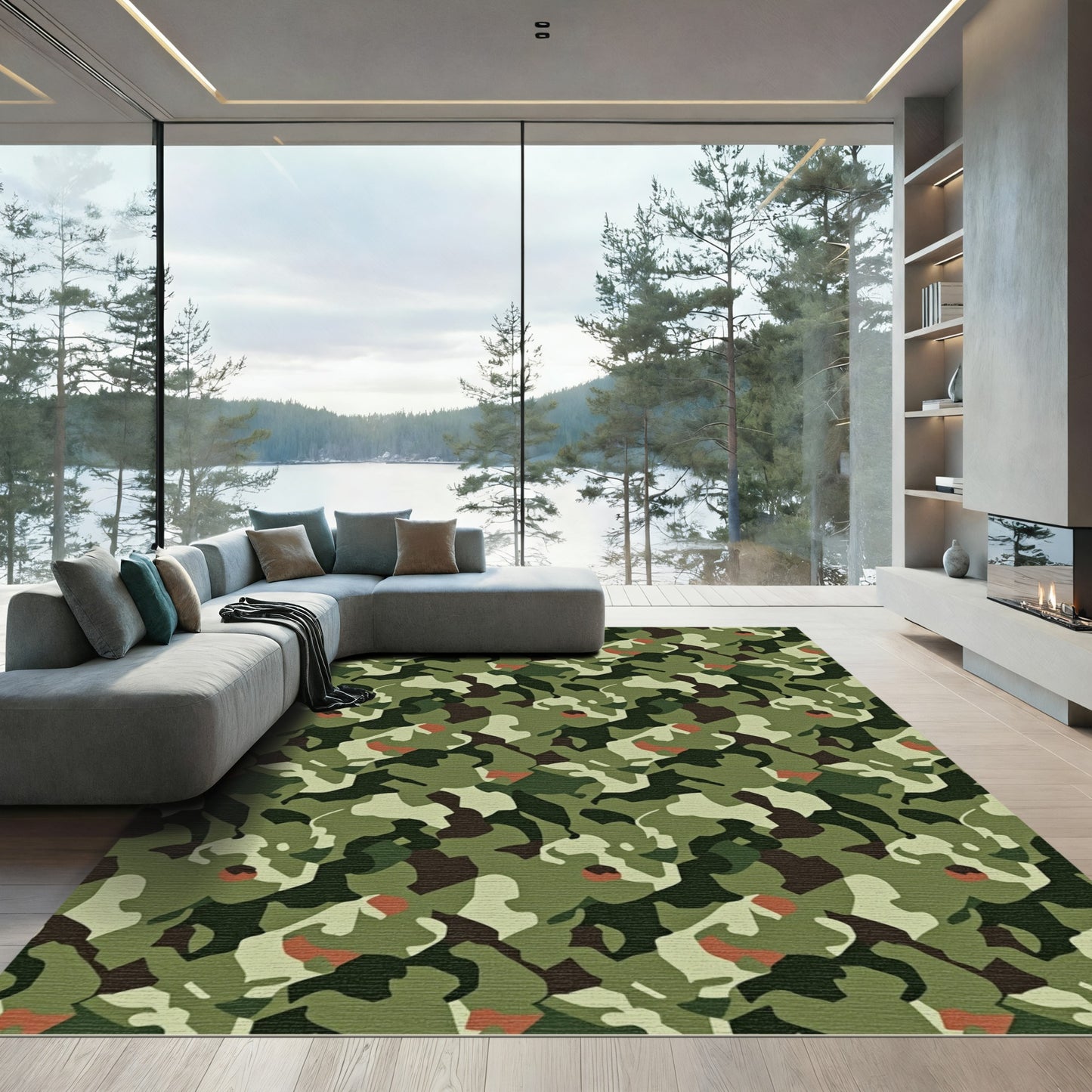 Earth Tones Camouflage Abstract Rug
