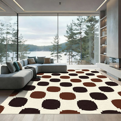 Rich Brown Checkerboard Squares Rug
