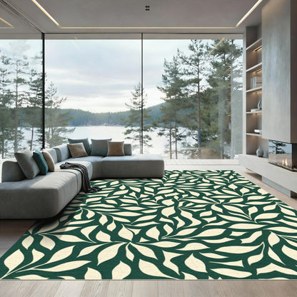 Cream Leafy Branch Pattern Rug