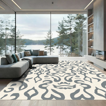 Gray and Cream Classic Scroll Rug