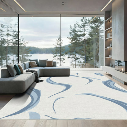 Soft Blue Flowing Swirls Rug