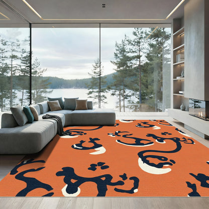 Orange Ochre Abstract Organic Flow Rug