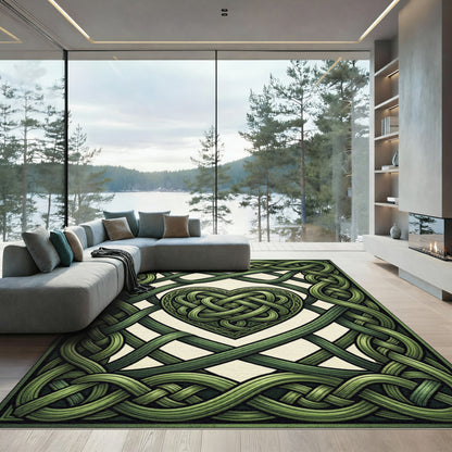 Emerald Celtic Heart Knot Weave Rug