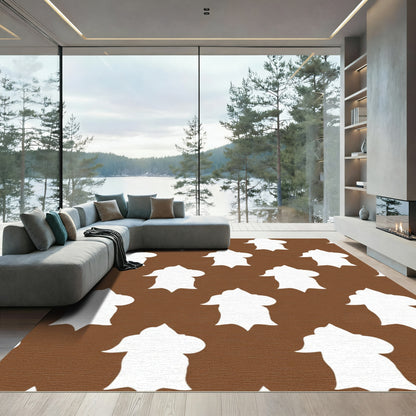 Brown White Abstract Flow Rug