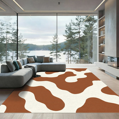 Brown White Organic Blob Rug