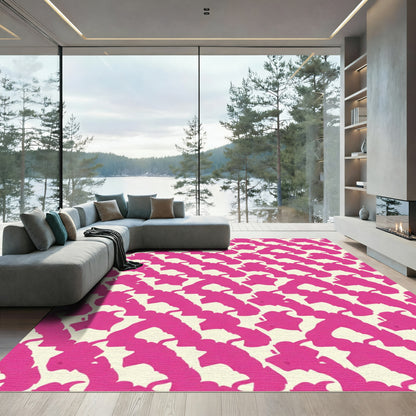 Bold Pink Abstract Organic Flow Rug