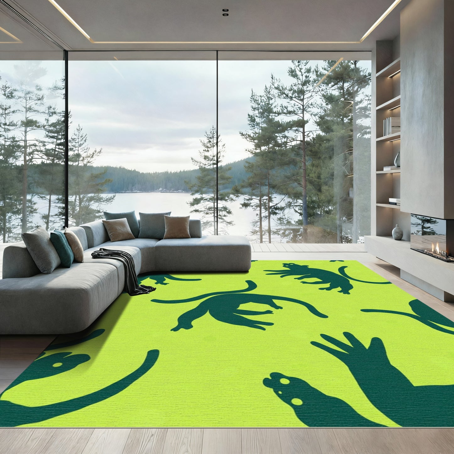 Dark Teal Swinging Monkey Citrus Rug