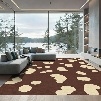 Brown Cream Spotted Organic Shaggy Rug