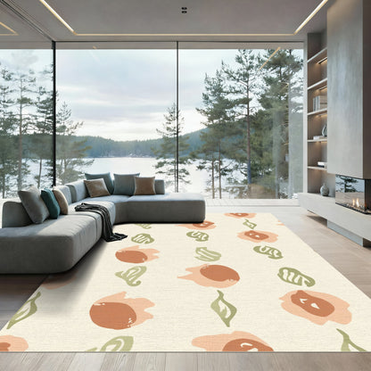Terracotta Blush Abstract Floral Arrangement Rug