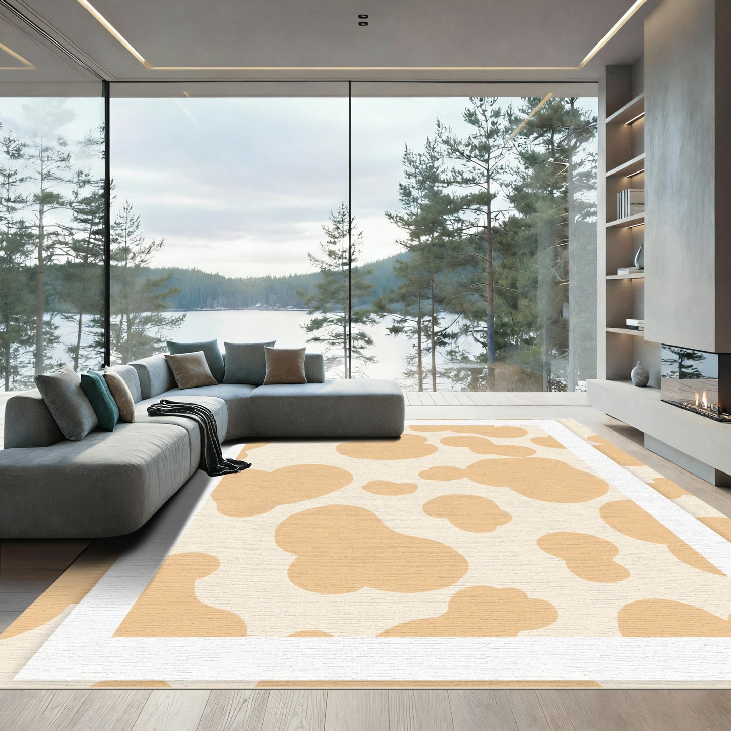 Peach And Cream Abstract Spots Rug