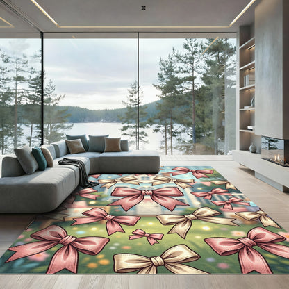 Pastel Pink and Cream Bow Collage Rug